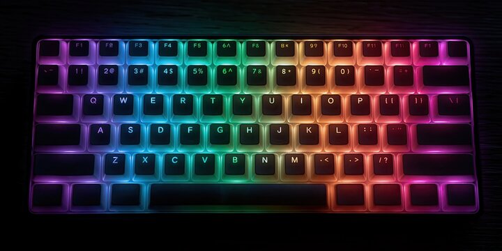 keyboard - a qwerty keyboard with glowing RGB finish