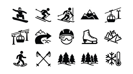 Set of Winter Sports and Mountain Activity Icons. © buggy