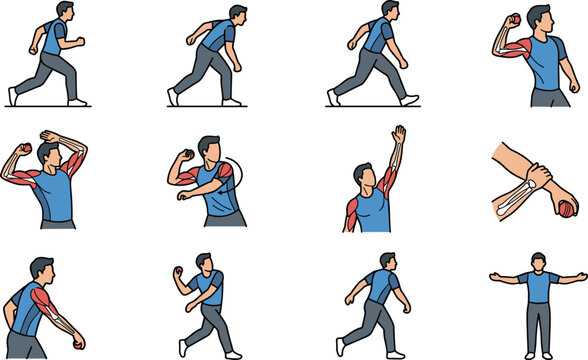Illustration of a baseball pitcher throwing a ball in a sequence of motions.