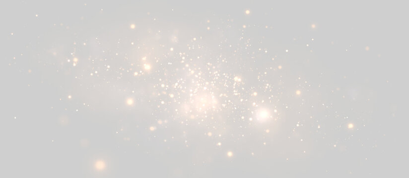 Glowing white dust PNG vector with sparkling bokeh particles on transparent background, magical fairy shimmer overlay, radiant light effect, dreamy festive decoration