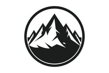 Fototapeta premium mountain logo circle silhouette line art vector illustration