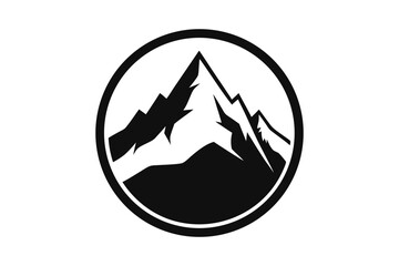 Fototapeta premium mountain logo circle silhouette line art vector illustration