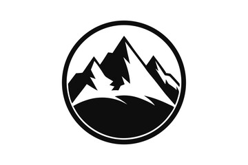 Fototapeta premium mountain logo circle silhouette line art vector illustration