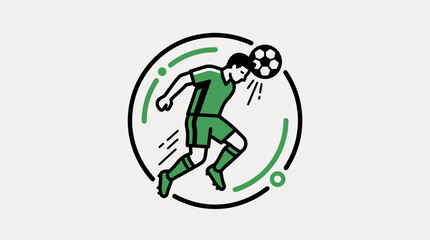 Obraz premium Football Header Shot Flat Vector Icon Soccer Aerial Action Symbol