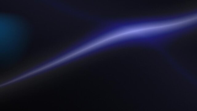 Abstract purple blue light stream moving across dark background. Glowing energy wave path flowing through space. Dynamic motion effect for digital technology visual concept.