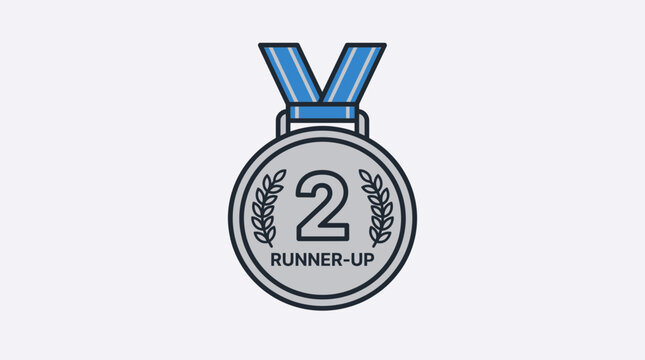 Silver Medal Flat Vector Icon  Sports Runner-Up Award Symbol