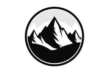 Fototapeta premium mountain logo circle silhouette line art vector illustration