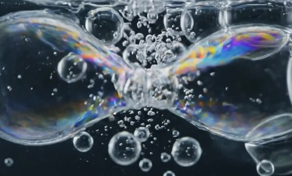 Clean bubble clusters merge and separate smoothly creating satisfying scientific motion patterns
