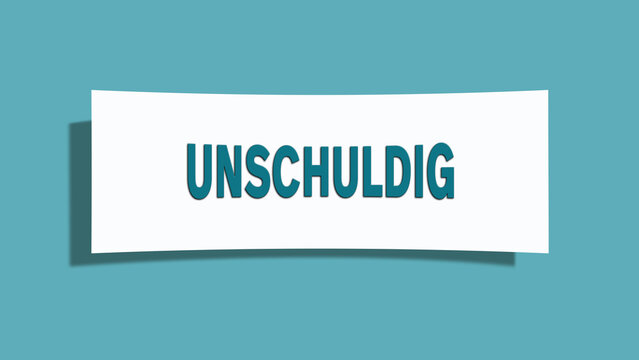 unschuldig (innocent) - A card isolated on light green background.