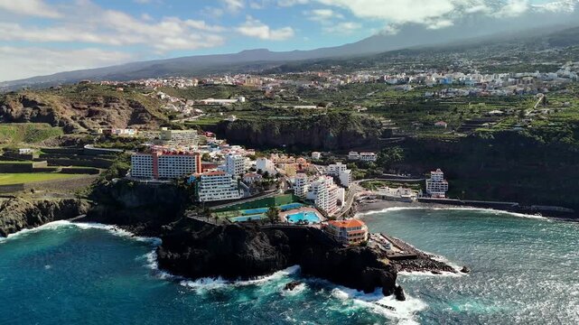 Aerial drone view of Muelle San Marcos, San Juan de la Rambla, Tenerife