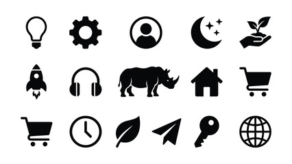 Set of diverse vector icons including technology nature business and lifestyle symbols. © Alvina