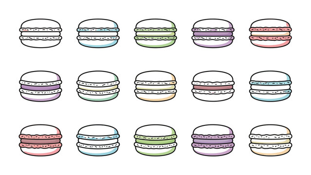 Set of colorful macaron cookies illustration.