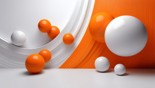 a clean white background with a slight shadow effect and minimalistic orange and white abstract balls use for presentation slide show slide for brochure marketing leaflet advertising banner