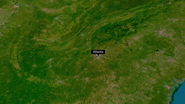Conceptual Satellite Map of Atlanta City Highlighting a Modern Sports Stadium with Location Tag