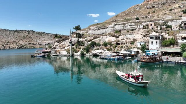 Halfeti Savasan Village Aerial View, May, 11, 2023, Sanliurfa, Halfeti, Turkey