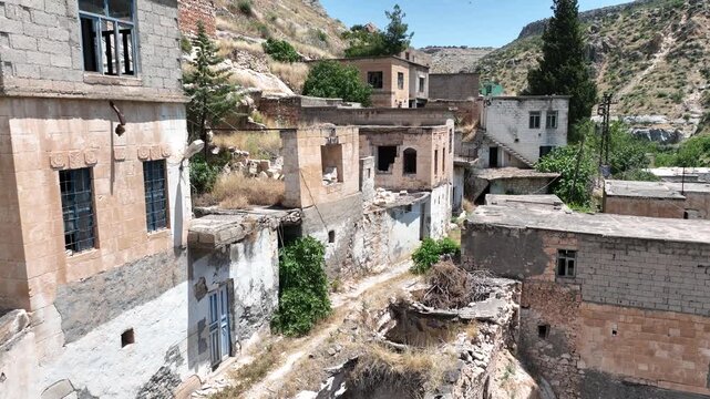 Halfeti Savasan Village Aerial View, May, 11, 2023, Sanliurfa, Halfeti, Turkey