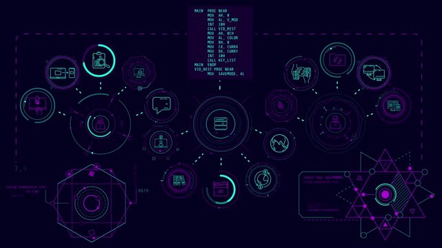 Animation of infographic schema about AI in business processes.