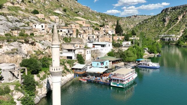 Halfeti Savasan Village Aerial View, May, 11, 2023, Sanliurfa, Halfeti, Turkey