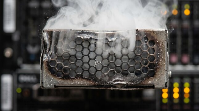 Smoke from overheating server