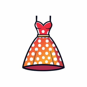 Retro Polka Dot Dress Illustration