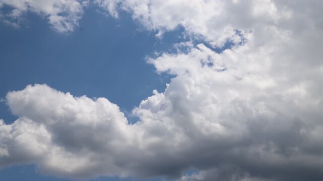 White clouds in the blue sky, time lapse video of a clear sky