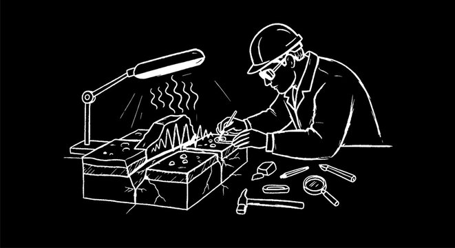 Skilled welder working carefully on metal project indoors.