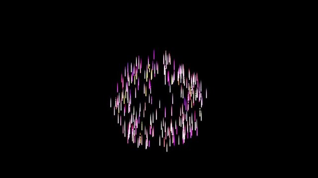 Colorful fireworks are glowing in the night sky, happy New Year celebration concept with real shining fireworks, looping festival black background, lights and explosive grand finale event display, 4k