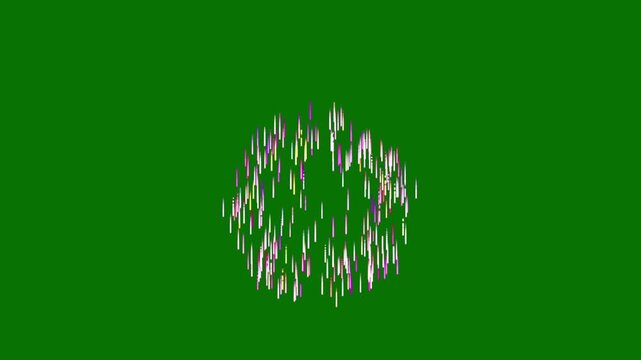Colorful fireworks are glowing in the night sky, happy New Year celebration concept with real shining fireworks, looping festival green background, lights and explosive grand finale event display, 4k