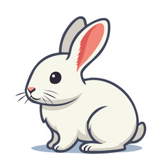 Obraz premium Cute cartoon white rabbit illustration