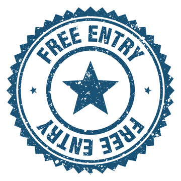free entry blue grunge round stamp. free entry stamp
