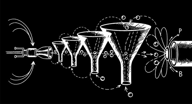 Vintage Diagram Showing Sound Funnel Amplification Process.
