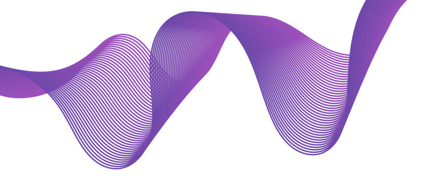 Purple Gradient Wavy Lines Background. abstract gradient wavy multi-line ribbon shape with layered stripe effect. Ideal for tech, music, sound, luxury, modern concepts.