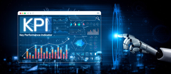 Fototapeta premium Futuristic Artificial Intelligence Interface for Key Performance Indicator Tracking and Data Analysis in a Digital Business Environment Sigmoid