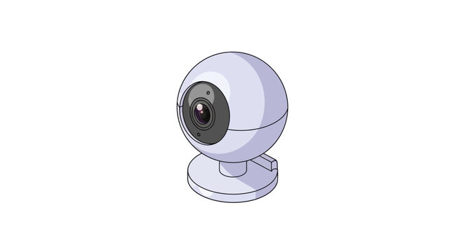 Modern white spherical security webcam device illustration.