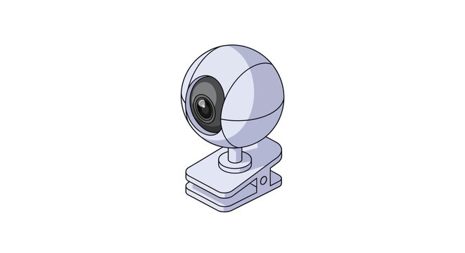 Modern high definition webcam on black stand alone.