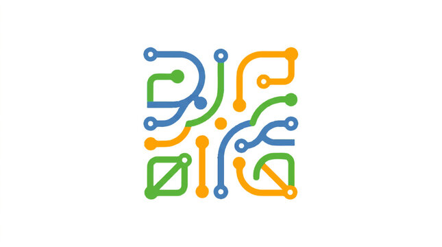 Create a simple flat vector illustration of techno elements in a modern digital setting