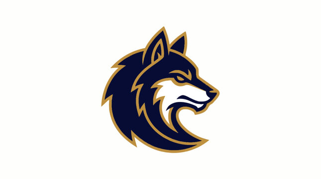 A vector illustration of a wolf's head in profile, showcasing its fur and sharp teeth in a graphic design element.