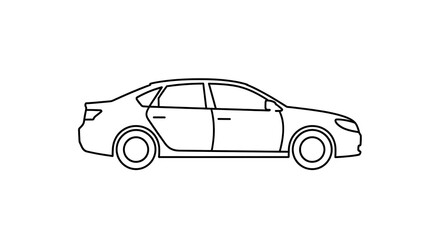 Obraz premium Classic vintage car illustration side view outline drawing.