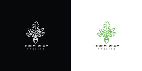 Minimalist Oak Leaf and Acorn Logo © Ilinois