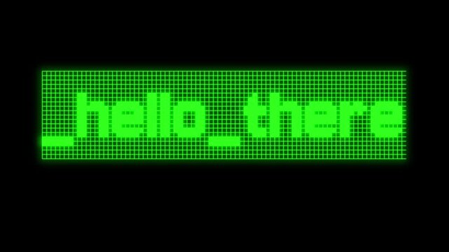 Hello There text message fade in and out animation with retro pixel style font and glowing in green