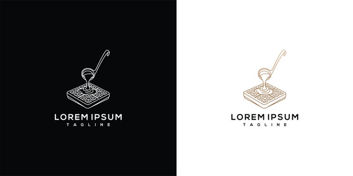 Waffle With Syrup Pouring Ladle Logo