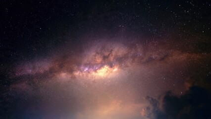 Obraz premium Milky Way Galaxy Over Cloudy Sky