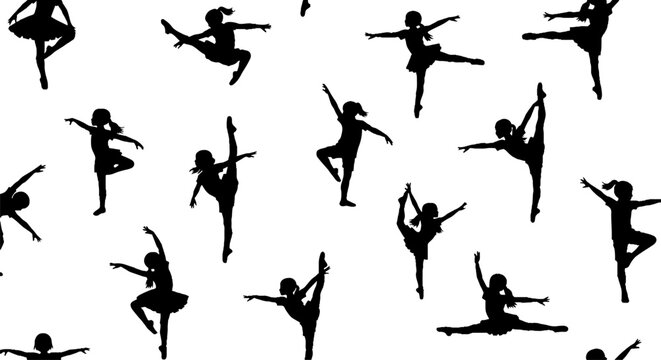 Dynamic Silhouettes of Dancers in Various Ballet Poses.