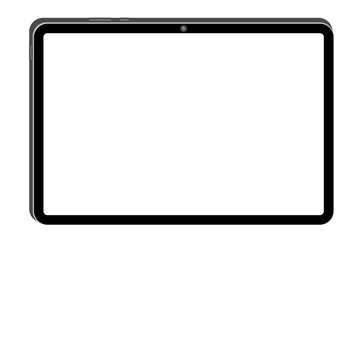 Modern 3D tablet frame illustration with empty screen area, black bezel, and realistic depth details. Clean vector graphic designed