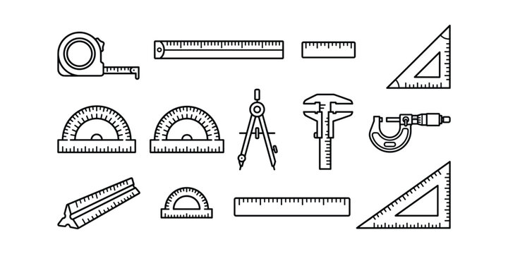 Collection of engineering and architectural drafting measurement tools