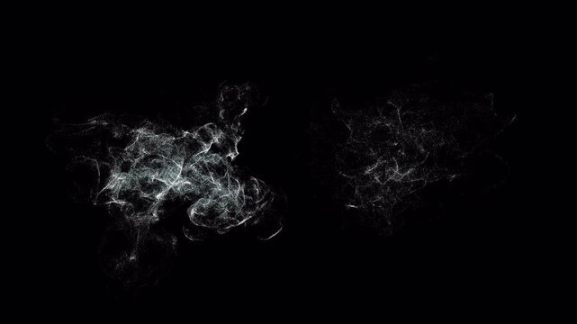Dual Frost Impact Explosion on Black Background with Frozen Ice Vapor Clouds, Magical Elemental Burst and Cinematic VFX Animation Loop