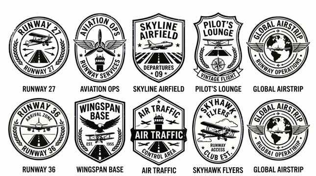 Retro Air Traffic Control and Pilot Club Emblem Collection
