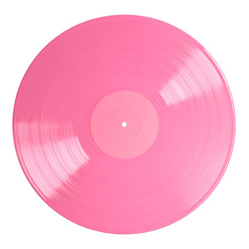 Vividly bright pink colored vinyl record featuring deep grooves and a centered spindle hole ready for playing music&nbsp;&nbsp;