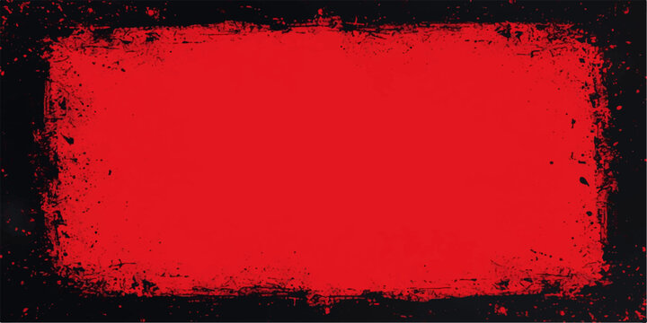 Red Grunge Paint Frame Background with Vintage Textured Design Pattern