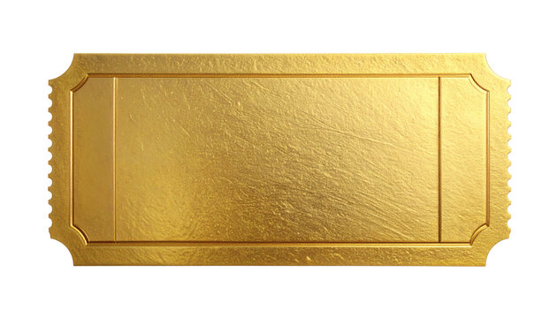 Exquisite golden ticket mockup featuring a rich metallic texture and perforated edges for special event access or prize redemption&nbsp;